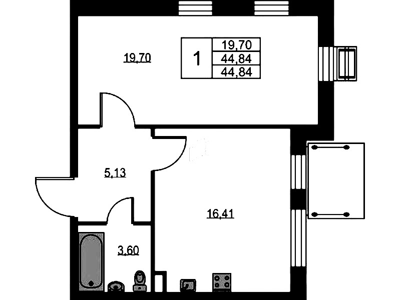 1-комнатная квартира 45 м², 2/10 эт., ЖК «VEREN NEXT Шуваловский»
